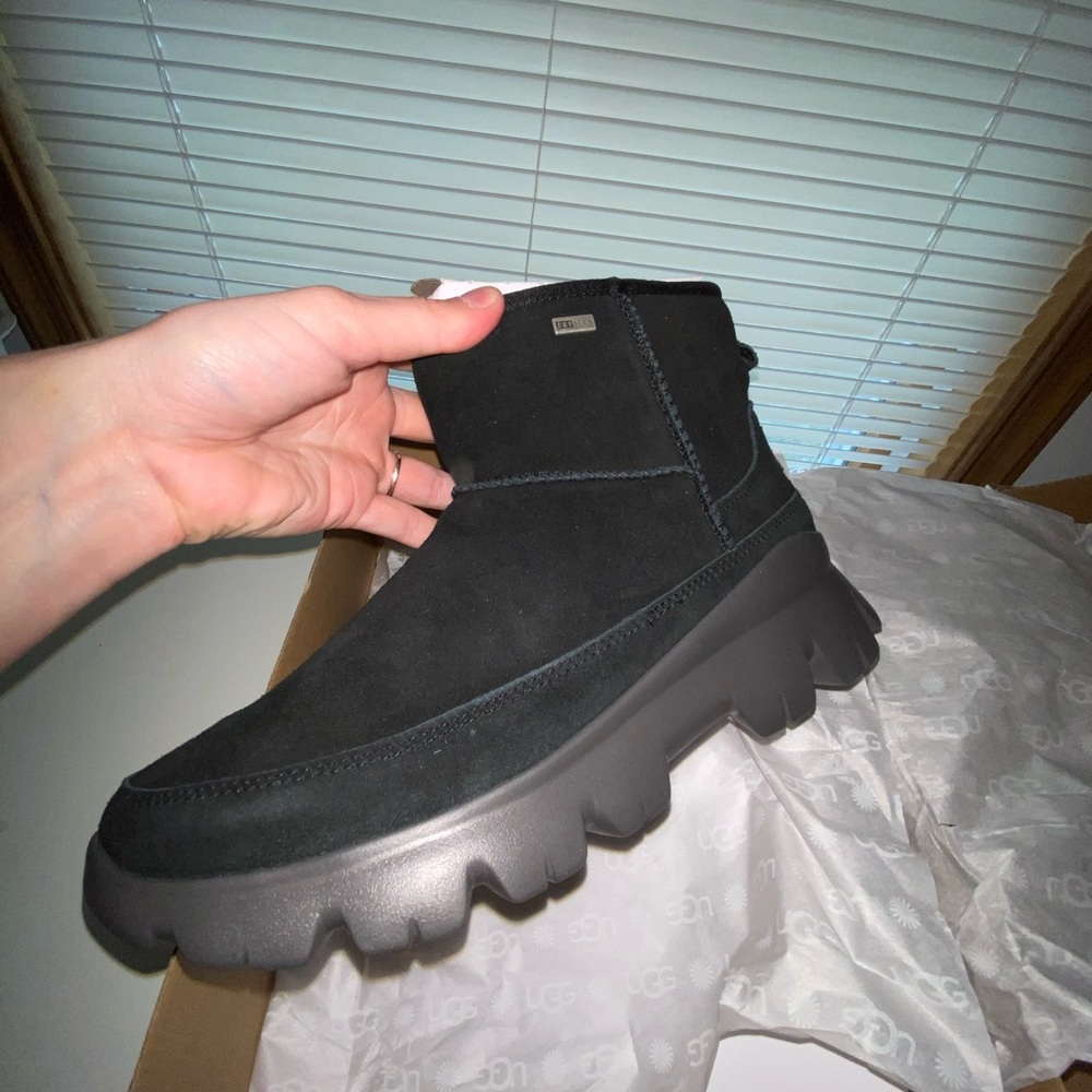 UGG Black Suede Platform Ankle Booties